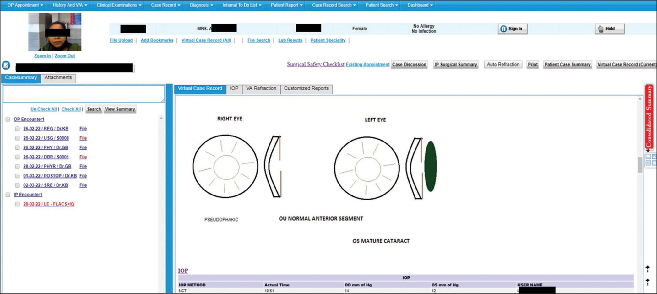 Electronic medical record system of the authors’ institute showing diagrams, text and computerised entries.